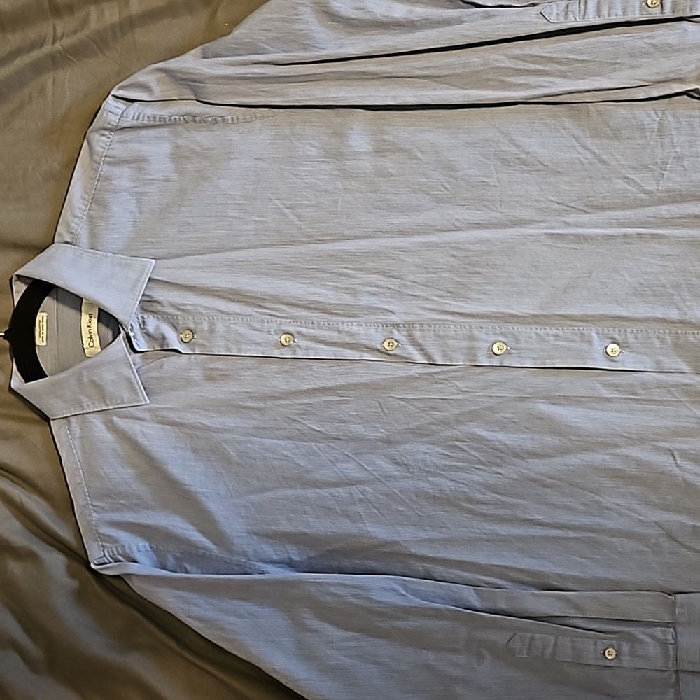 Mens Calvin Klein pin stripe button up shirt